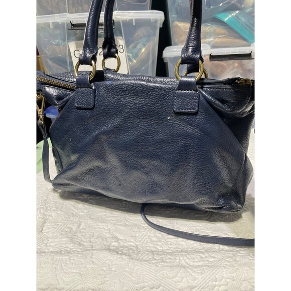 Tommy Hilfiger  Navy Blue Genuine Leather Satchel With Tassel Accent & Gold Hard - Picture 5 of 7